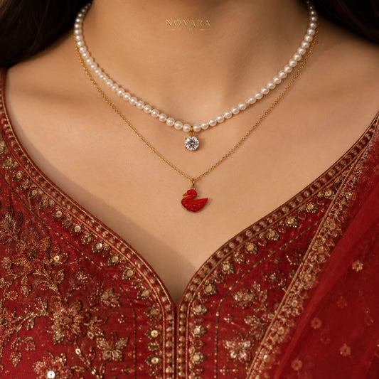 Noir Swan Layered Necklace
