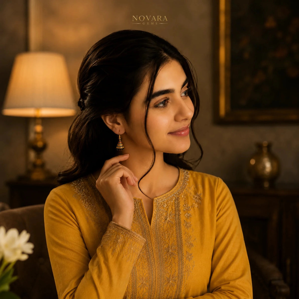 Emerald Noor Jhumka Earrings