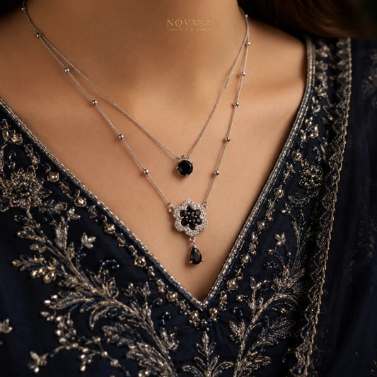Midnight Blossom Layered Necklace