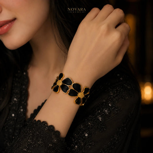 Midnight Blossom Luxe Cuff Bracelet