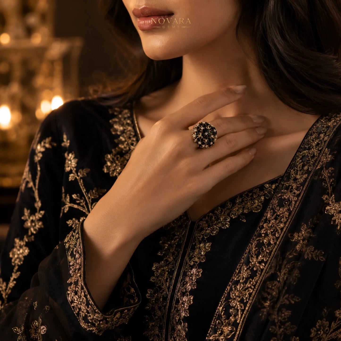 Noir Florenza Statement Ring