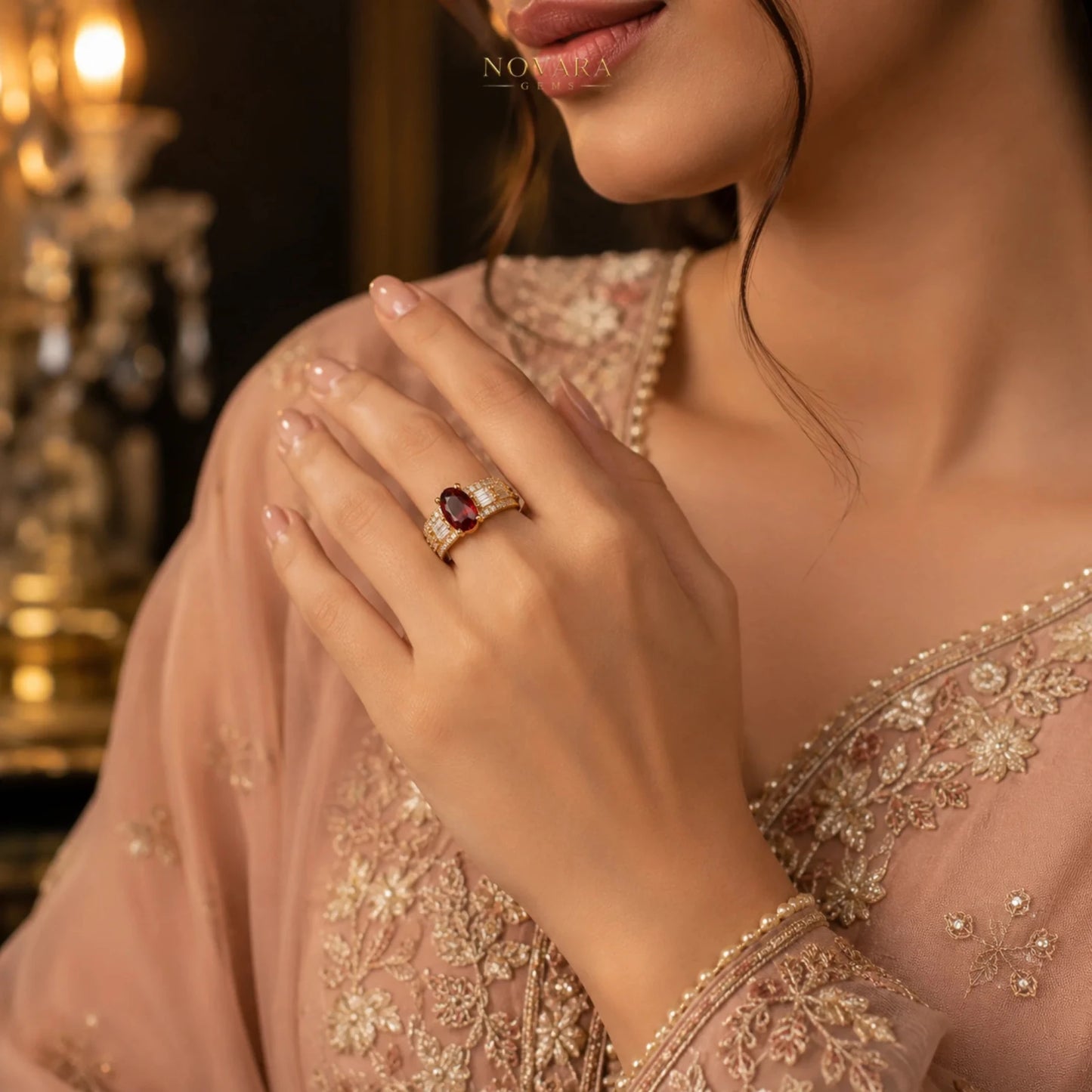 Imperia Noir Oval Zircon Ring – 18K Gold Plated