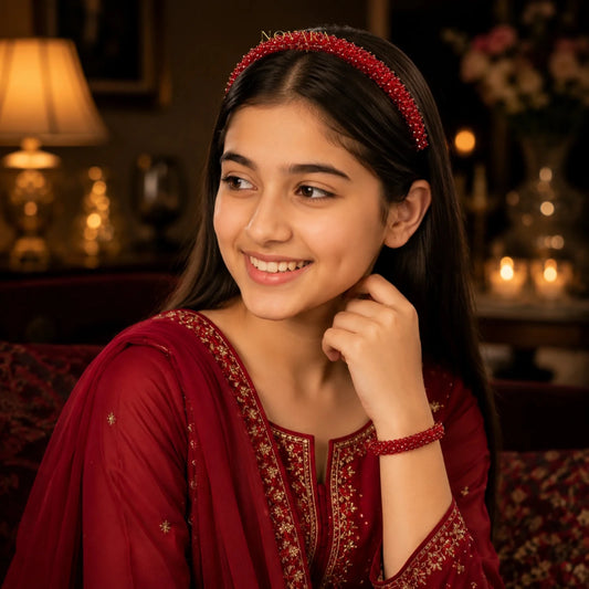 Ruby Royale Crystal Hairband & Bracelet Set