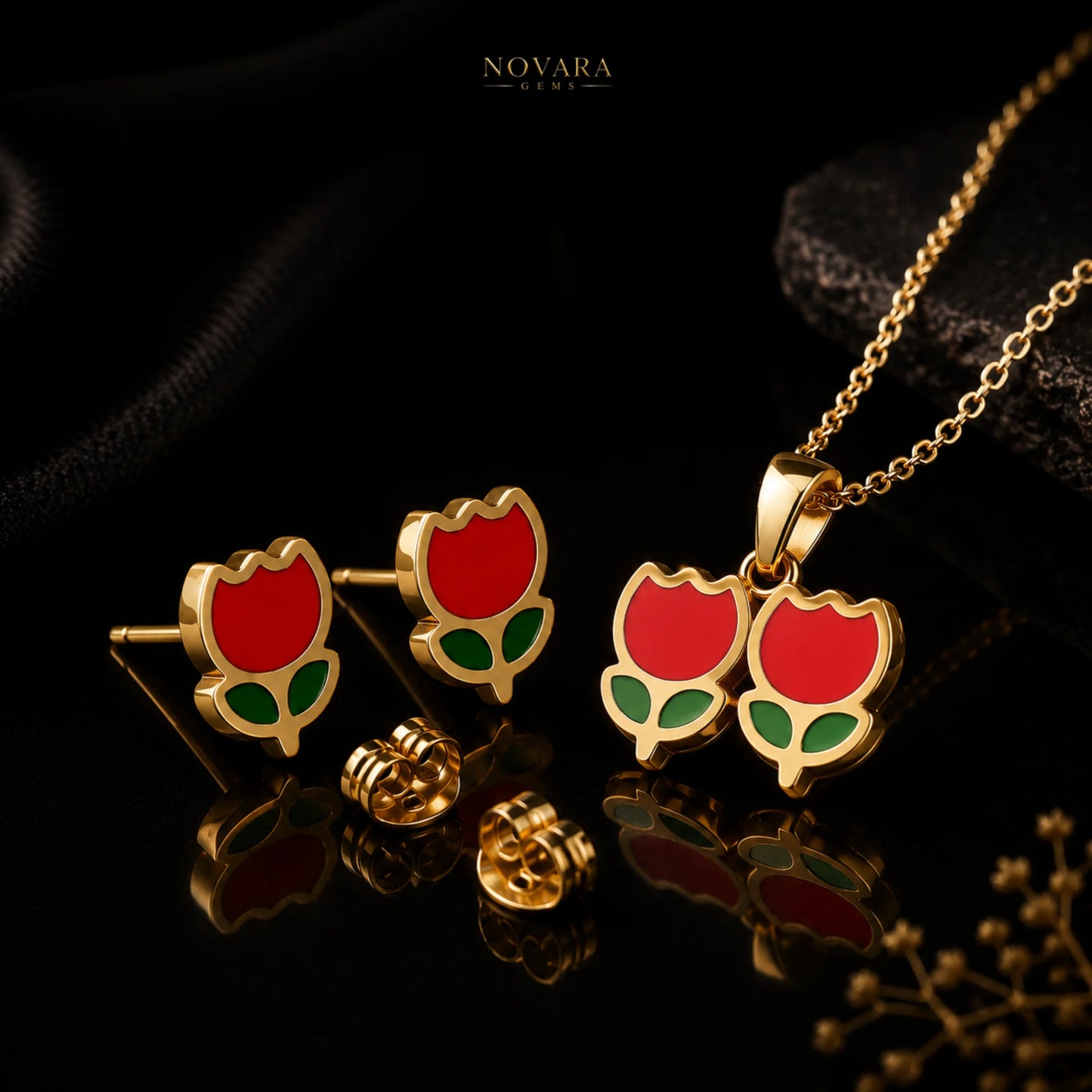 Scarlet Tulip Jewelry Set