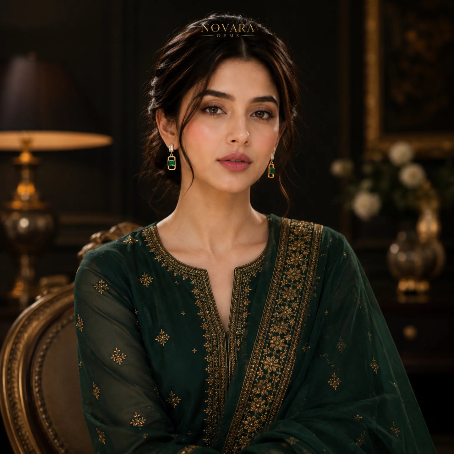 Verdara Emerald Link Earrings