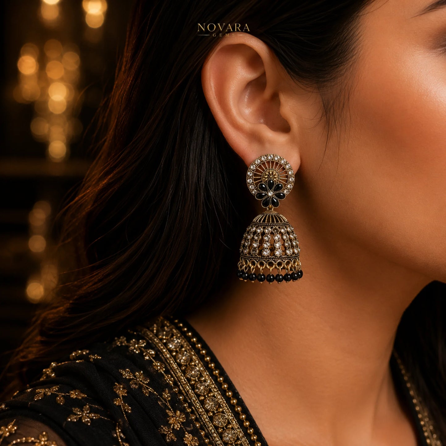 Aurelia Pearl Cascade Jhumka Earrings