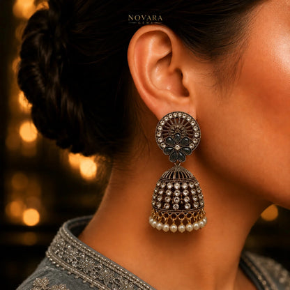 Aurelia Pearl Cascade Jhumka Earrings