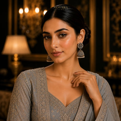Aurelia Pearl Cascade Jhumka Earrings
