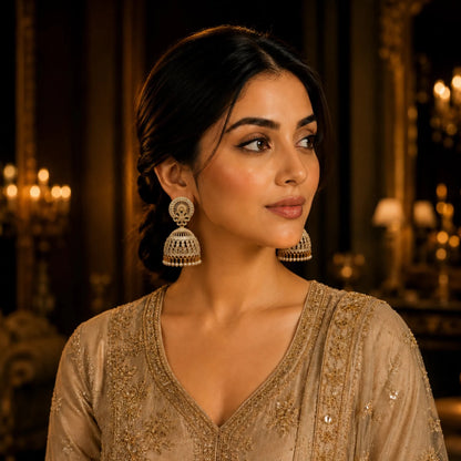 Aurelia Pearl Cascade Jhumka Earrings