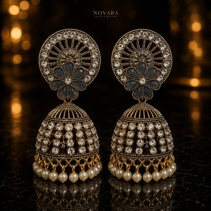 Aurelia Pearl Cascade Jhumka Earrings