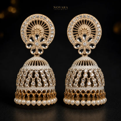 Aurelia Pearl Cascade Jhumka Earrings