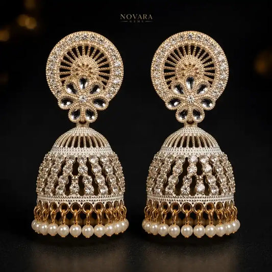 Aurelia Pearl Cascade Jhumka Earrings