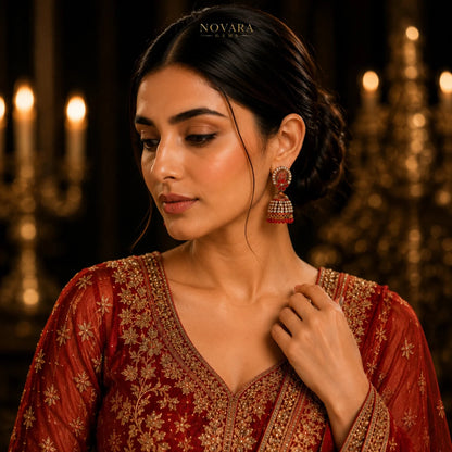 Aurelia Pearl Cascade Jhumka Earrings