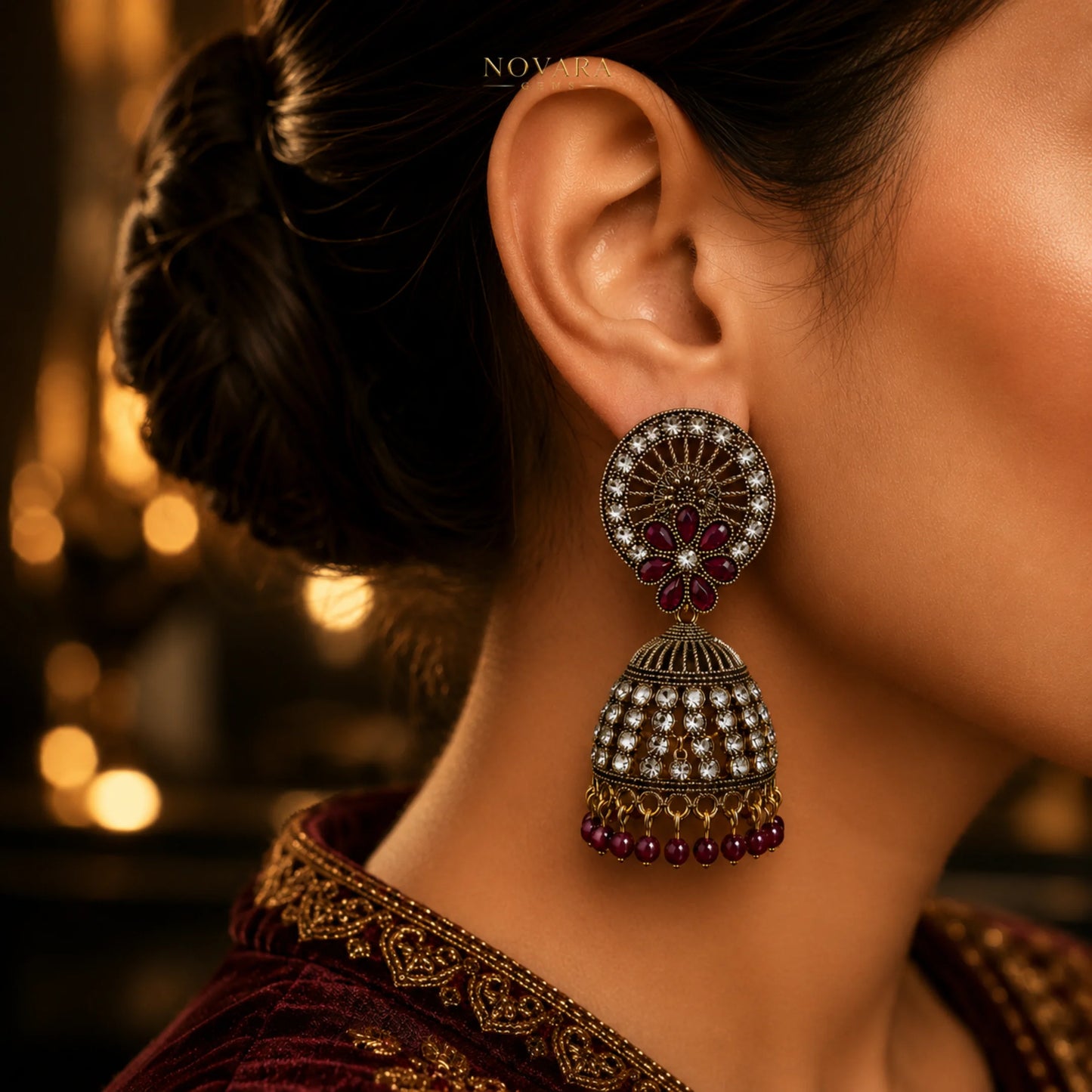 Aurelia Pearl Cascade Jhumka Earrings