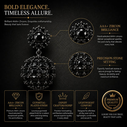 Black Éclat Royale Drop Earrings
