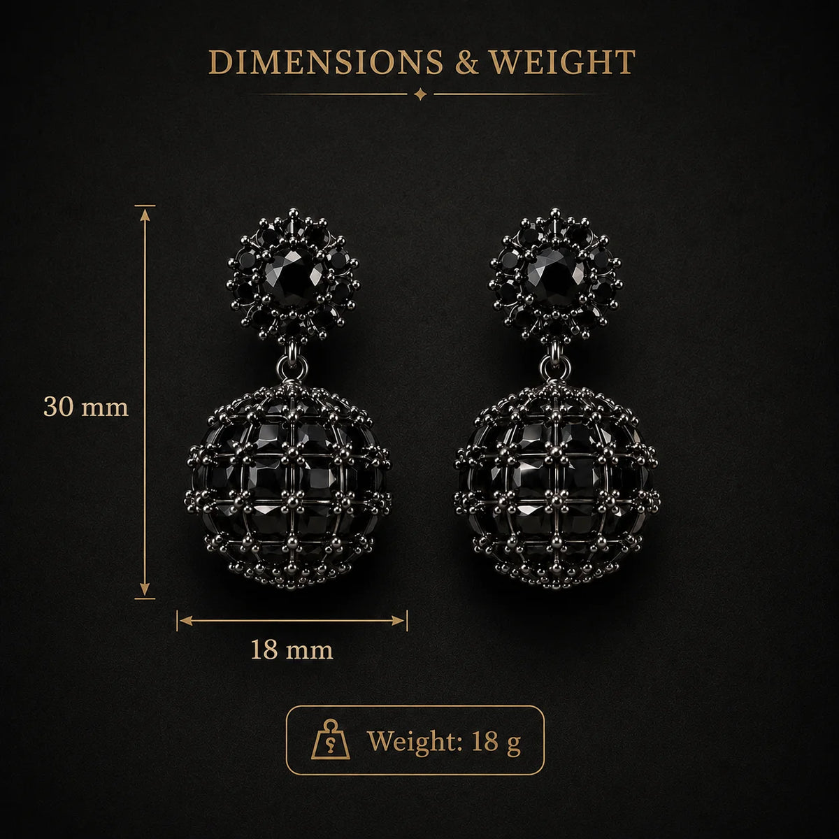 Black Éclat Royale Drop Earrings