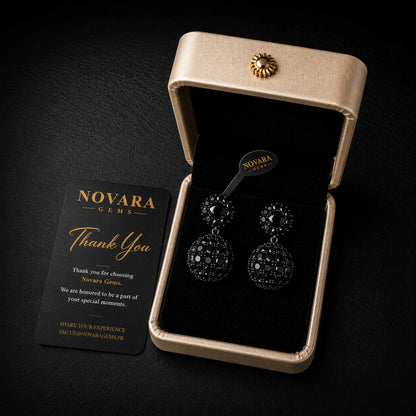 Black Éclat Royale Drop Earrings