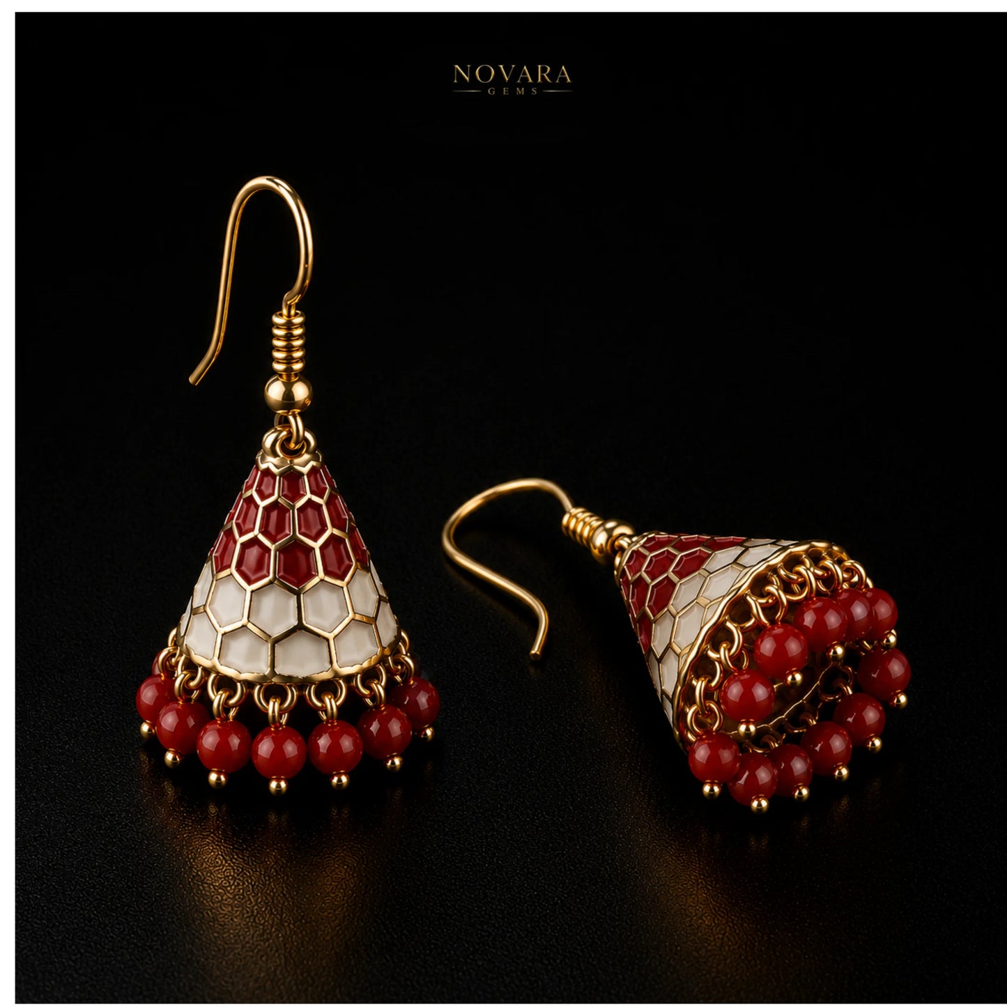 Celeste Honeycomb Jhumka Earrings
