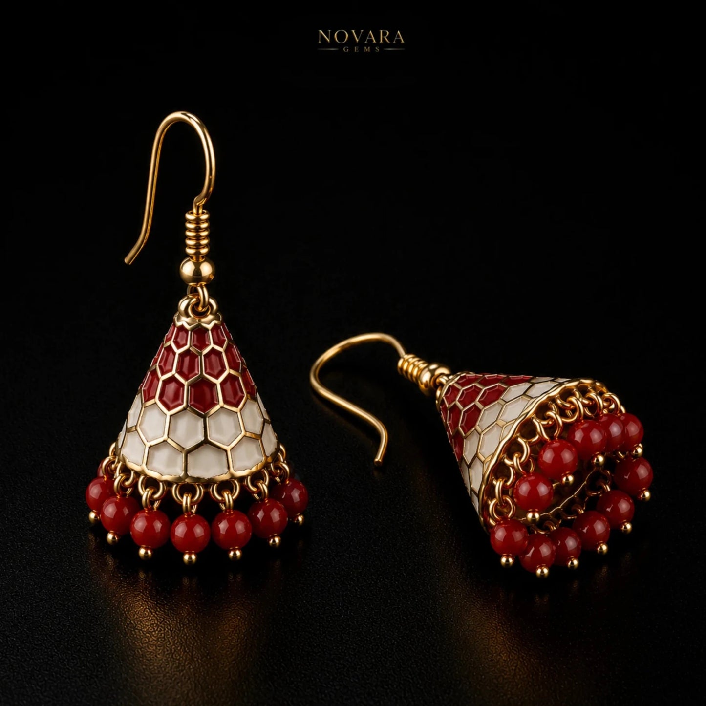 Celeste Honeycomb Jhumka Earrings