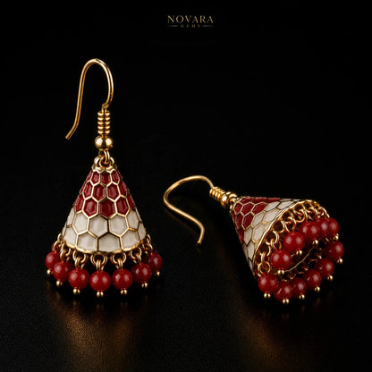Celeste Honeycomb Jhumka Earrings