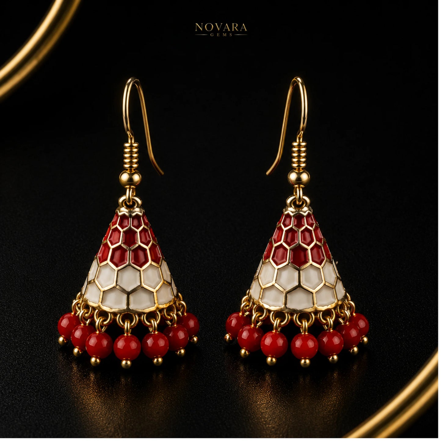 Celeste Honeycomb Jhumka Earrings