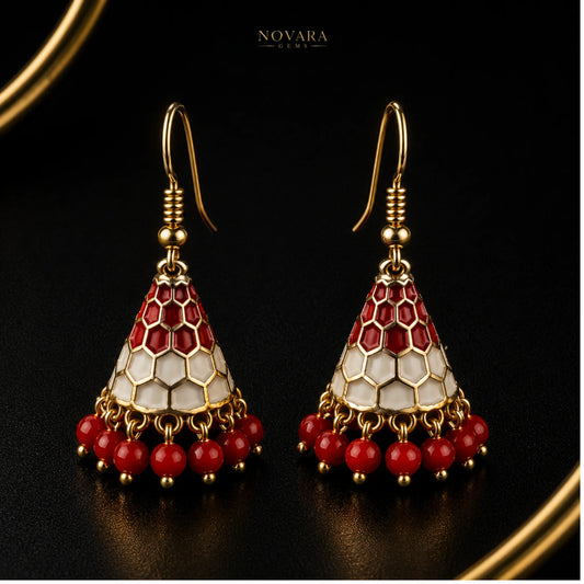 Celeste Honeycomb Jhumka Earrings