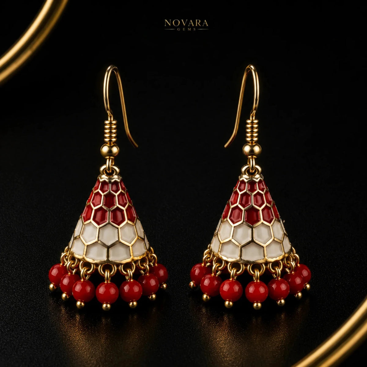 Celeste Honeycomb Jhumka Earrings