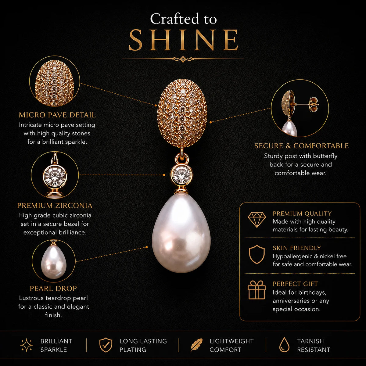 Celestia Pearl Drop Earrings