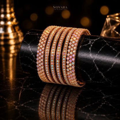 Celestial Aurora Crystal Bangle Set