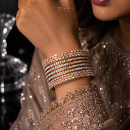 Celestial Aurora Crystal Bangle Set