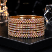 Celestial Aurora Crystal Bangle Set