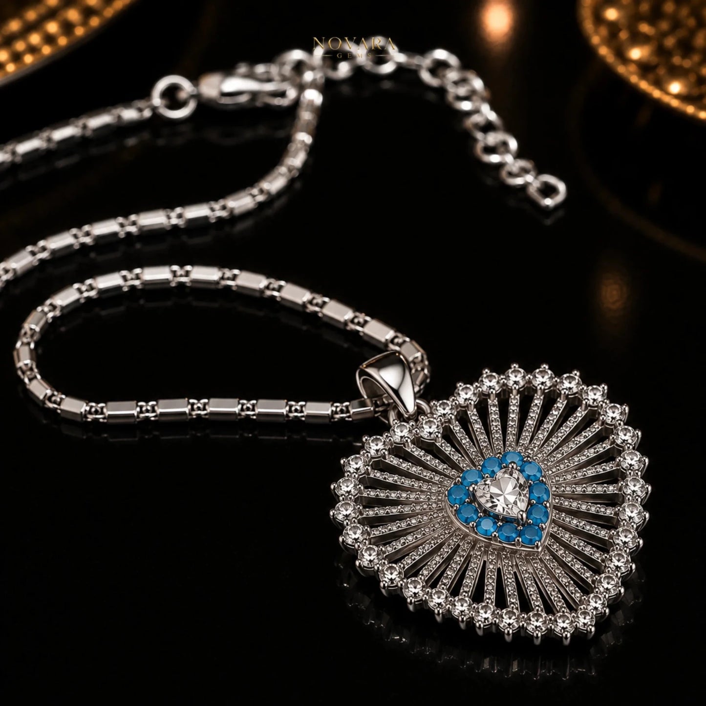 Celestial Azure Heart Necklace