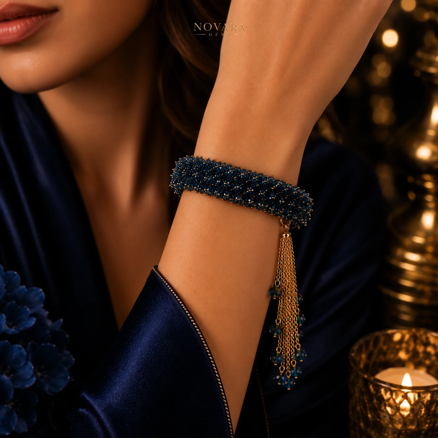 Crimson Royale Crystal Bloom Bracelet