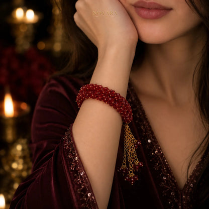 Crimson Royale Crystal Bloom Bracelet