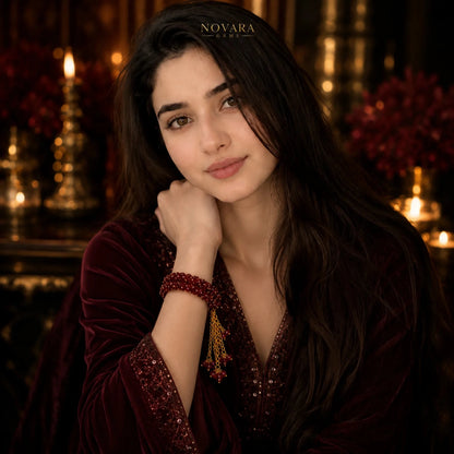 Crimson Royale Crystal Bloom Bracelet
