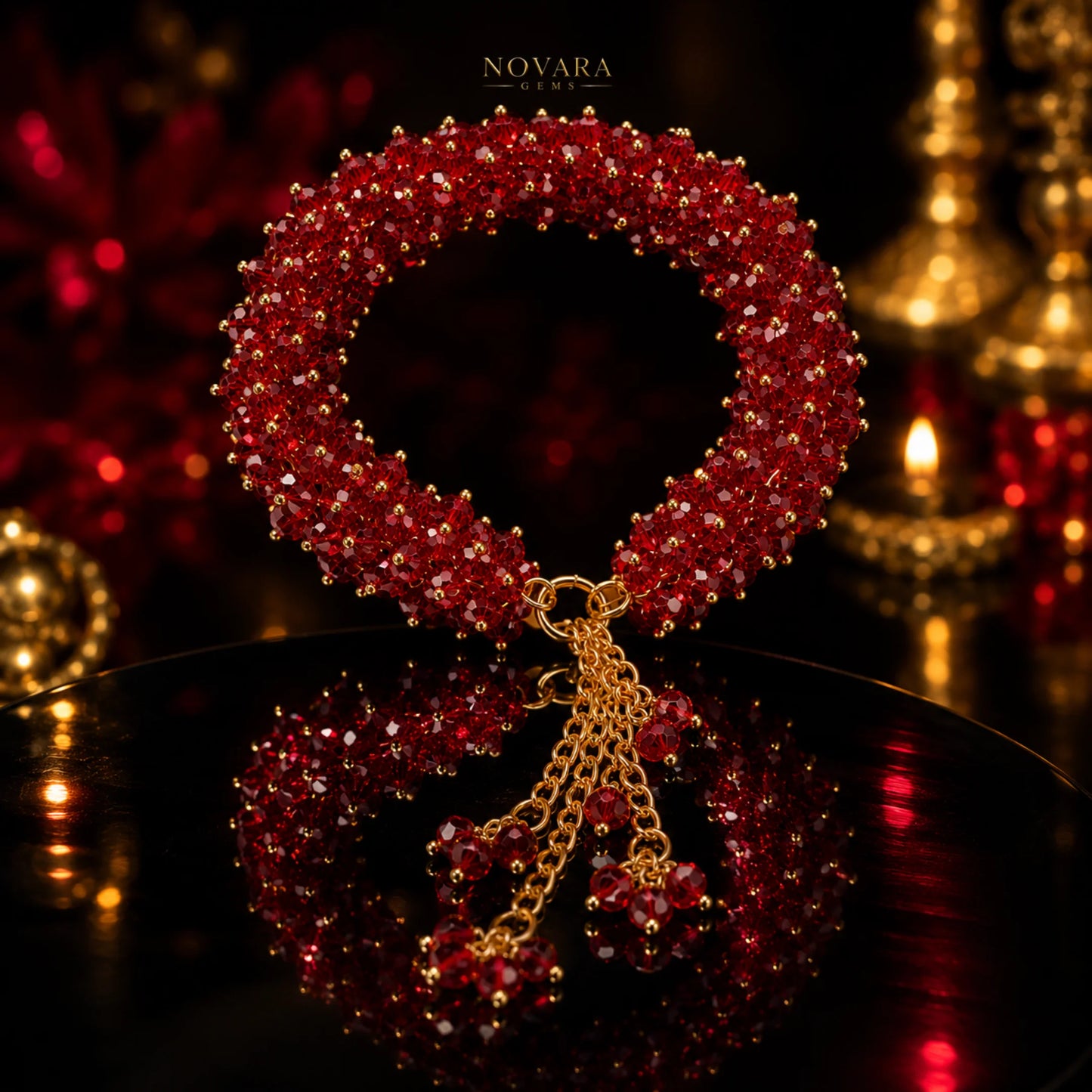 Crimson Royale Crystal Bloom Bracelet
