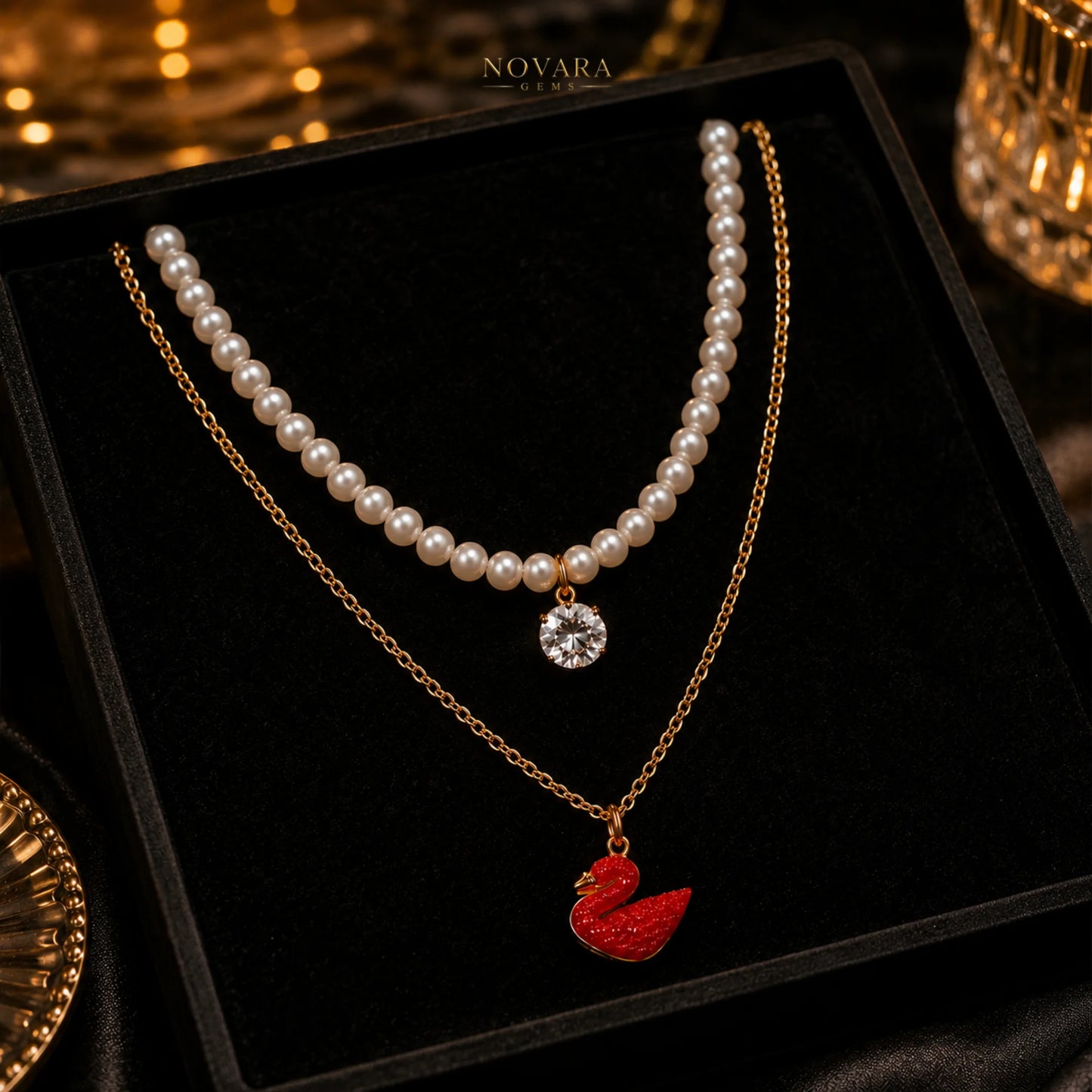 Noir Swan Layered Necklace