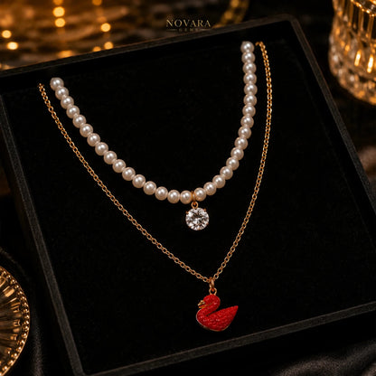 Noir Swan Layered Necklace