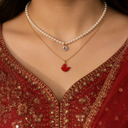 Noir Swan Layered Necklace
