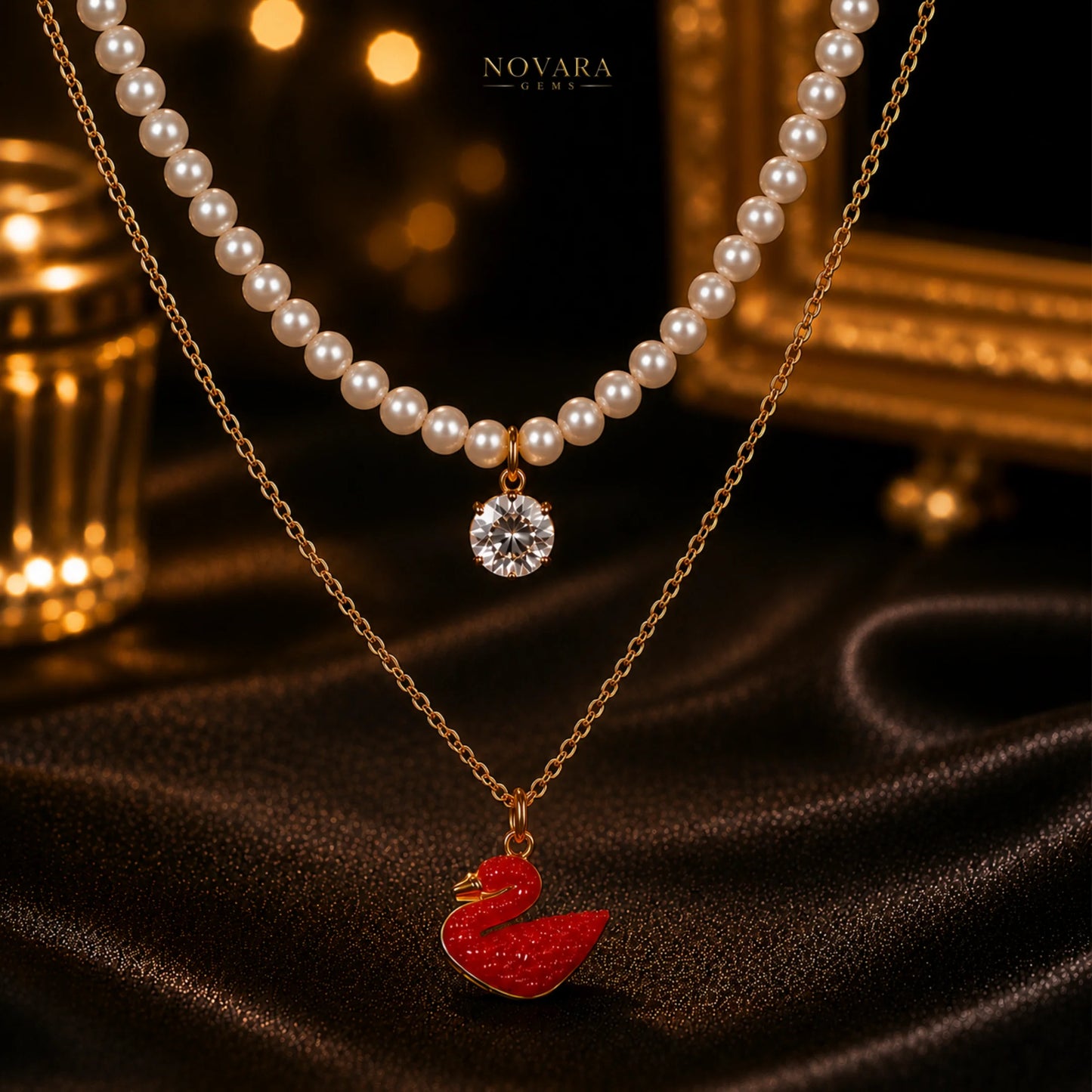 Noir Swan Layered Necklace