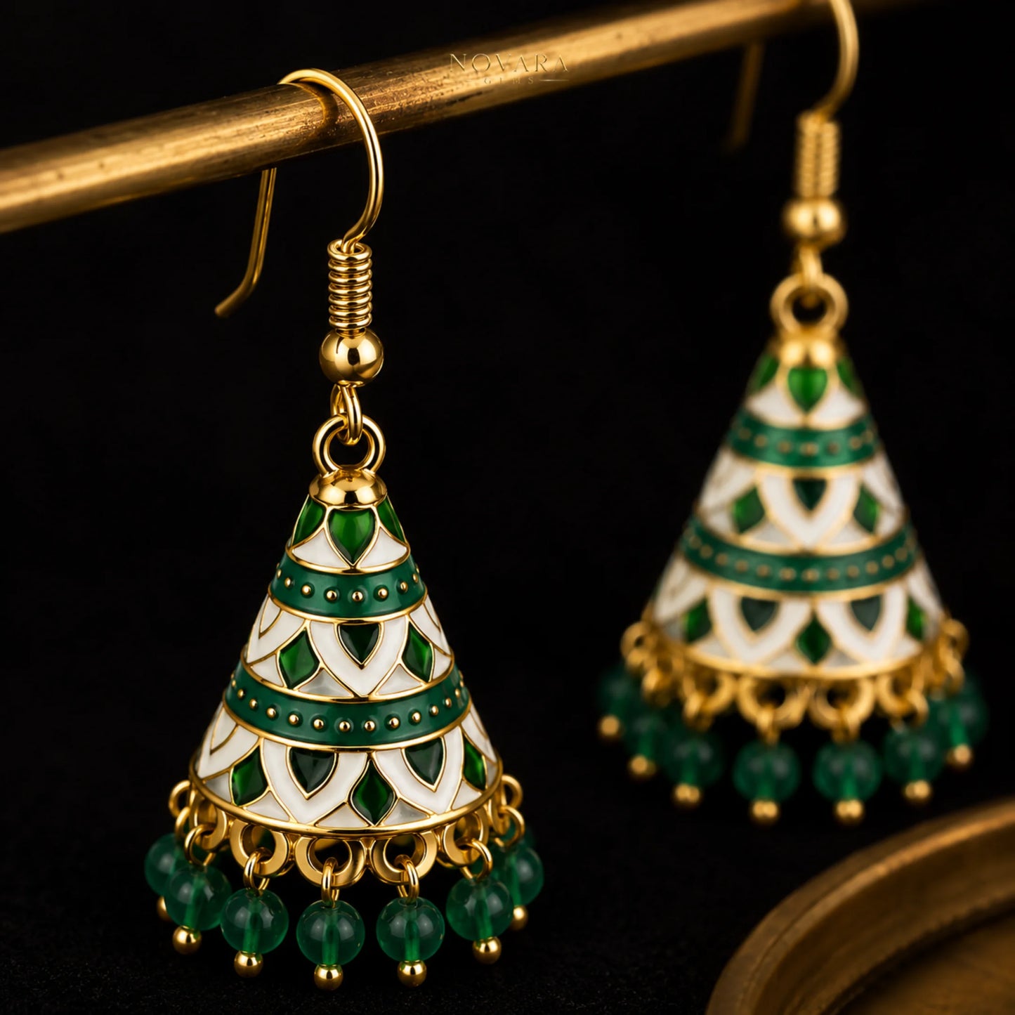 Emerald Noor Jhumka Earrings
