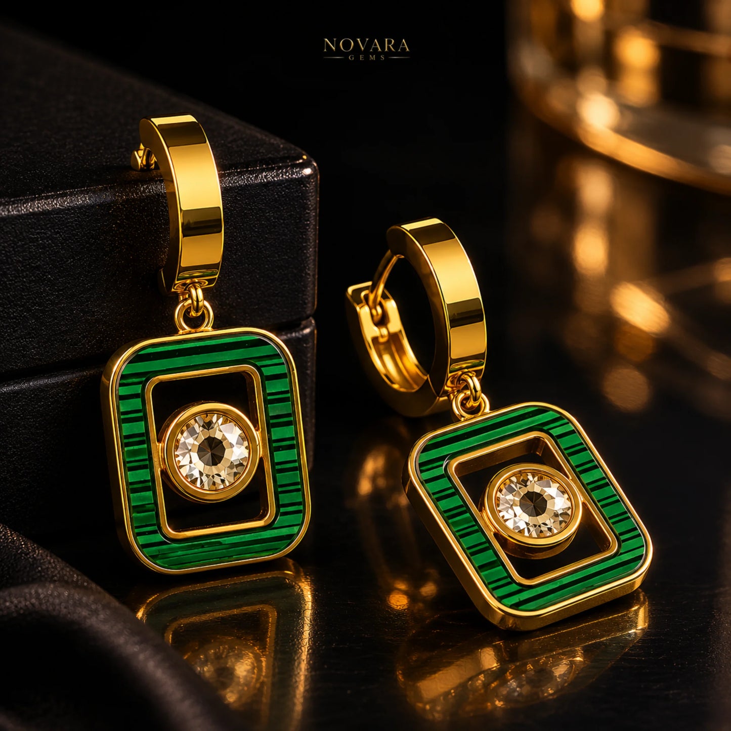 Emerald Royale Geometric Earrings