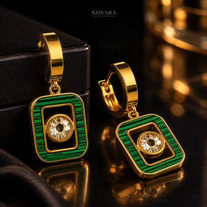 Emerald Royale Geometric Earrings