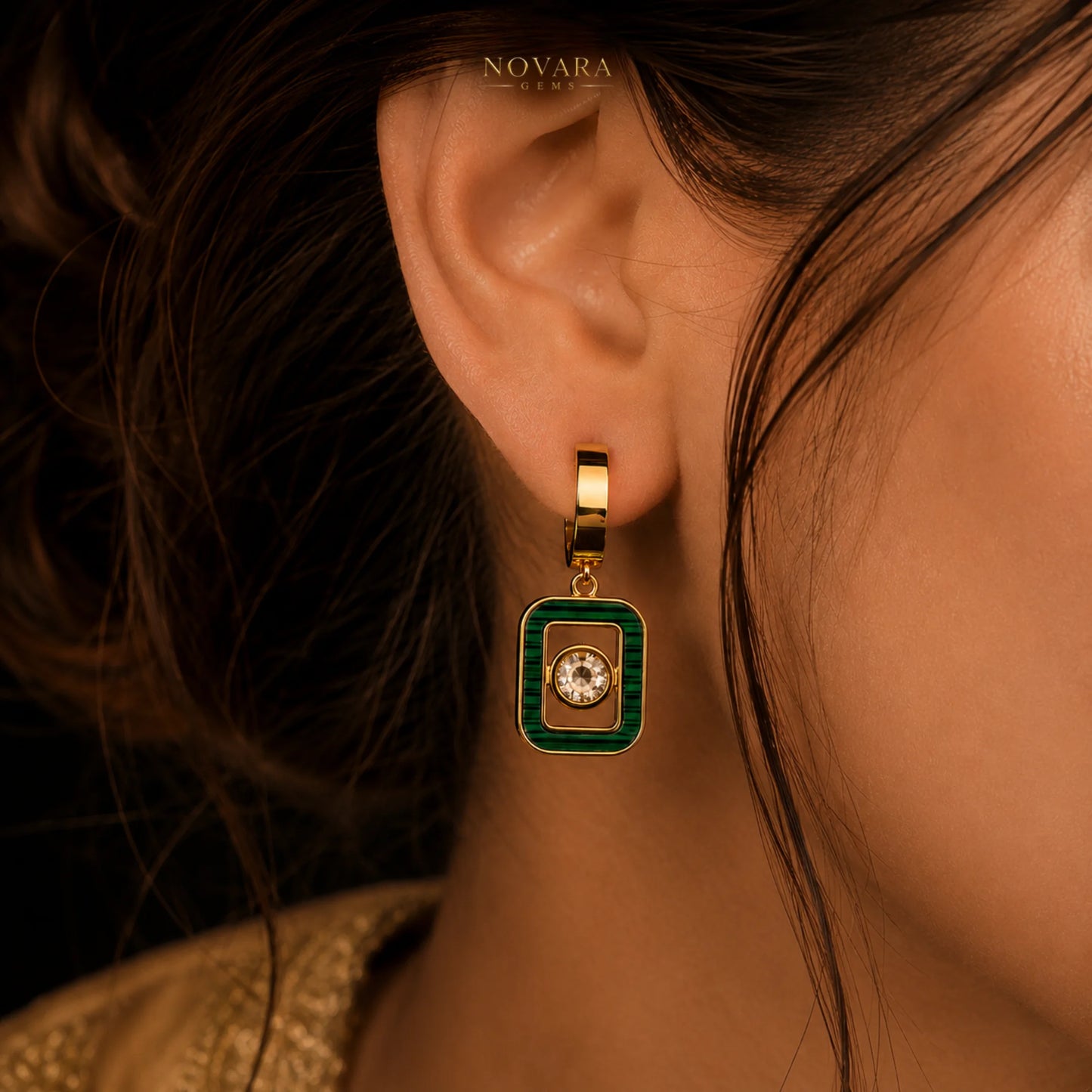 Emerald Royale Geometric Earrings