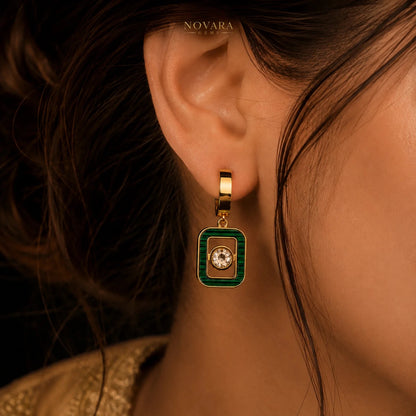 Emerald Royale Geometric Earrings