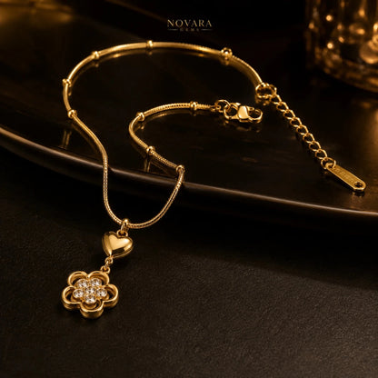 Golden Blossom Heart Necklace