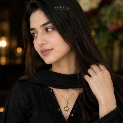 Golden Blossom Heart Necklace