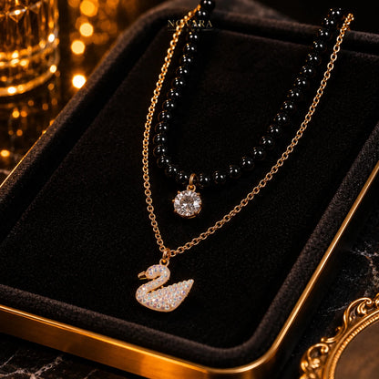 Noir Swan Layered Necklace