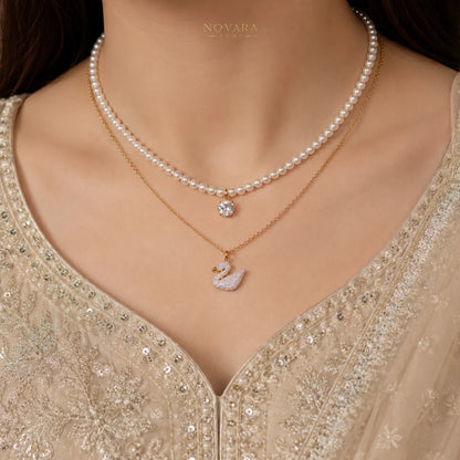 Noir Swan Layered Necklace