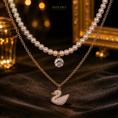 Noir Swan Layered Necklace